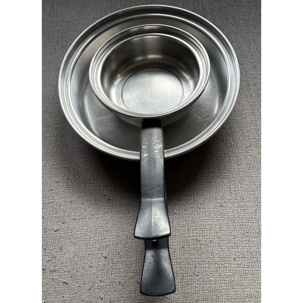 Vintage SEAL-O-MATIC 18-8 3 Ply Stainless Steel Frying Pans Skillet 2 USA